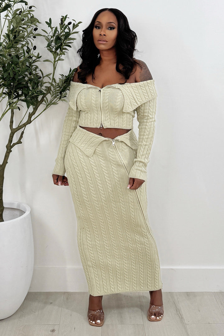 Take Me Shopping Knit Skirt Set (Sage)