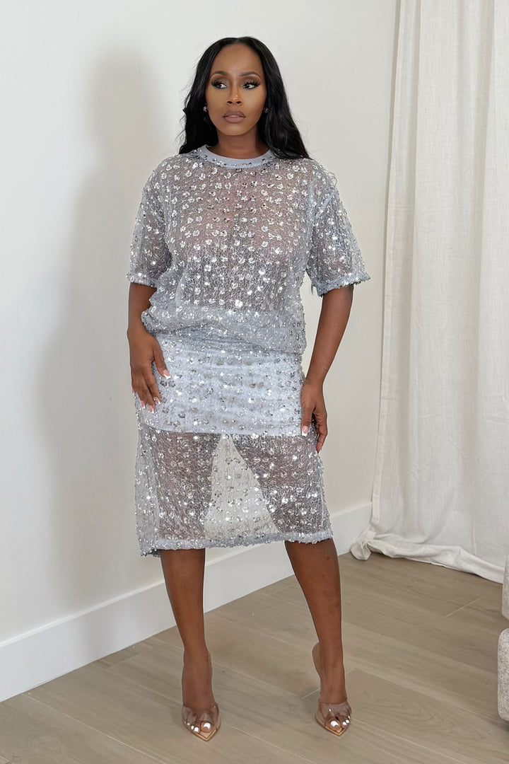 Crystal Frost Sequin Skirt Set