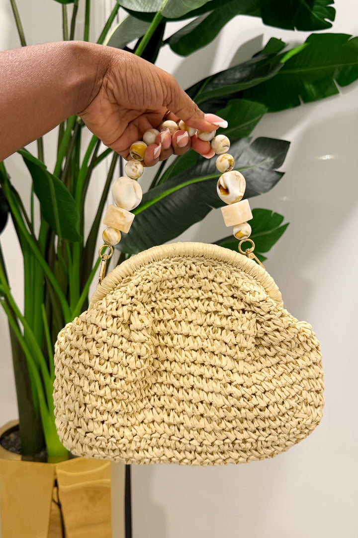 Straw & Beaded handle handbag