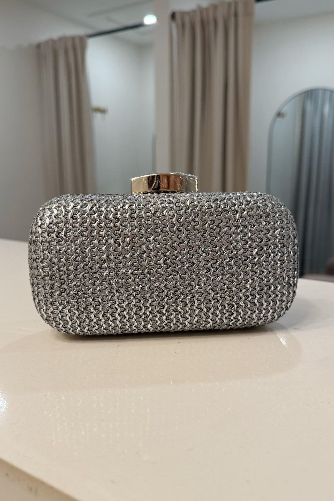 Shimmered Straw clutch