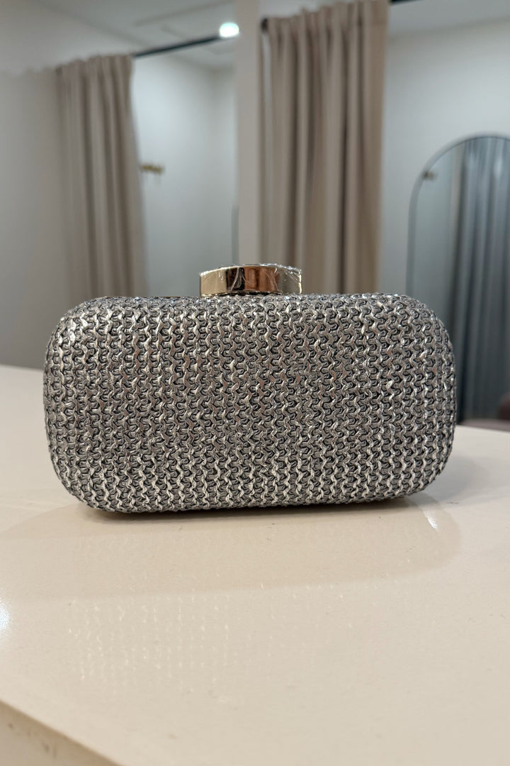 Shimmered Straw clutch