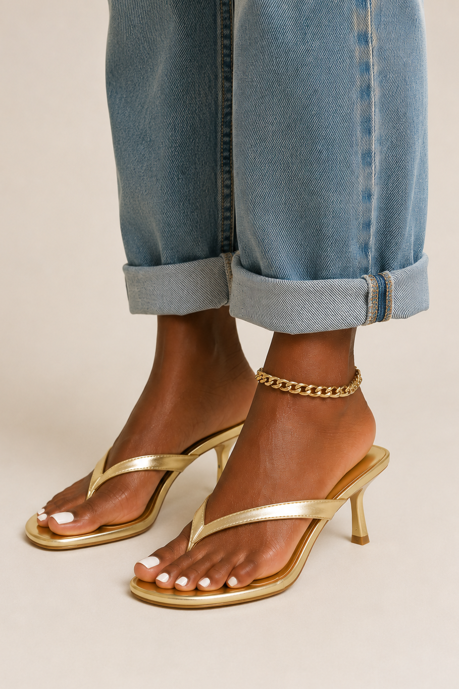 Aureline Thong Kitten Heel Mule