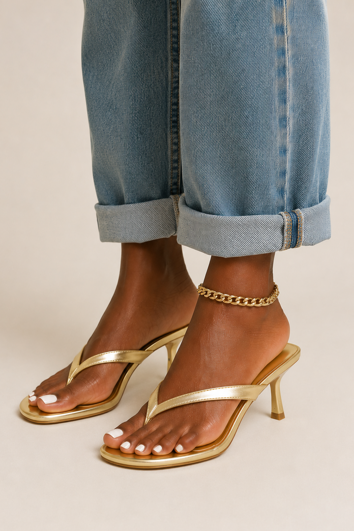 Aureline Thong Kitten Heel Mule