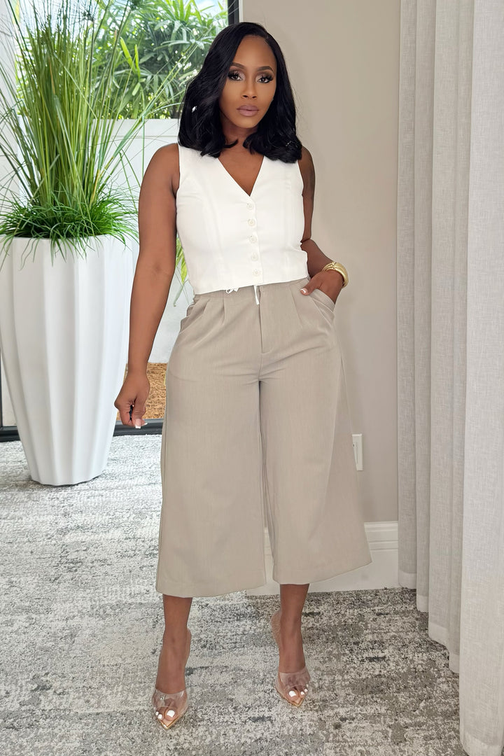 Classy GIRL Culotte vest & set (Gray & white)
