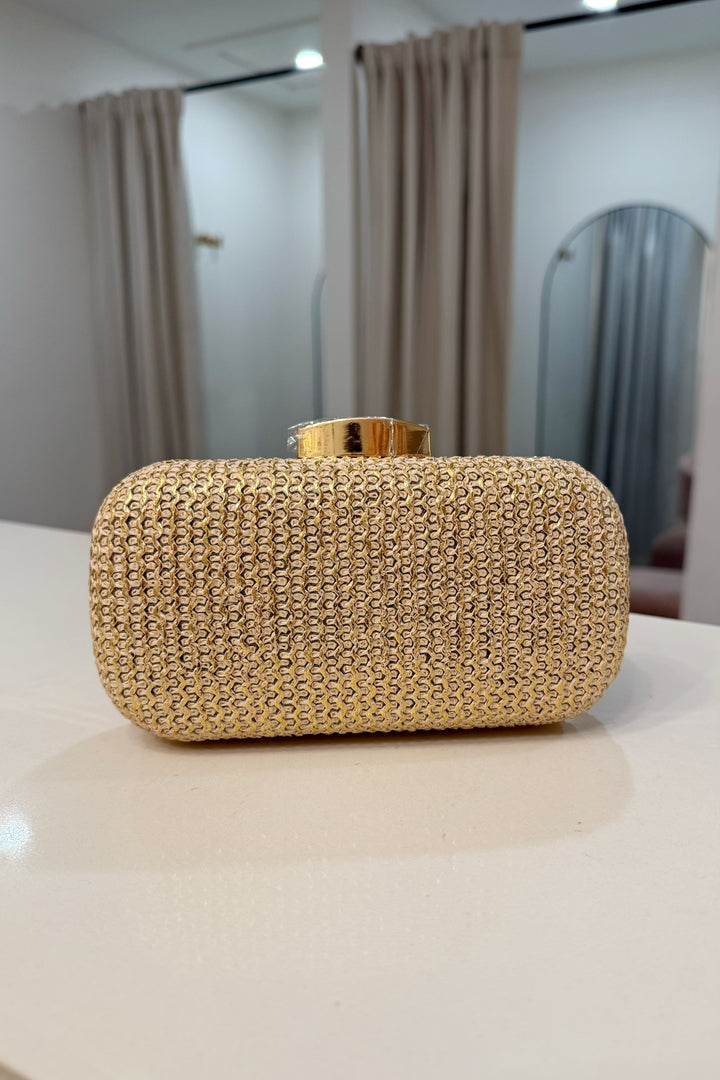 Shimmered Straw clutch