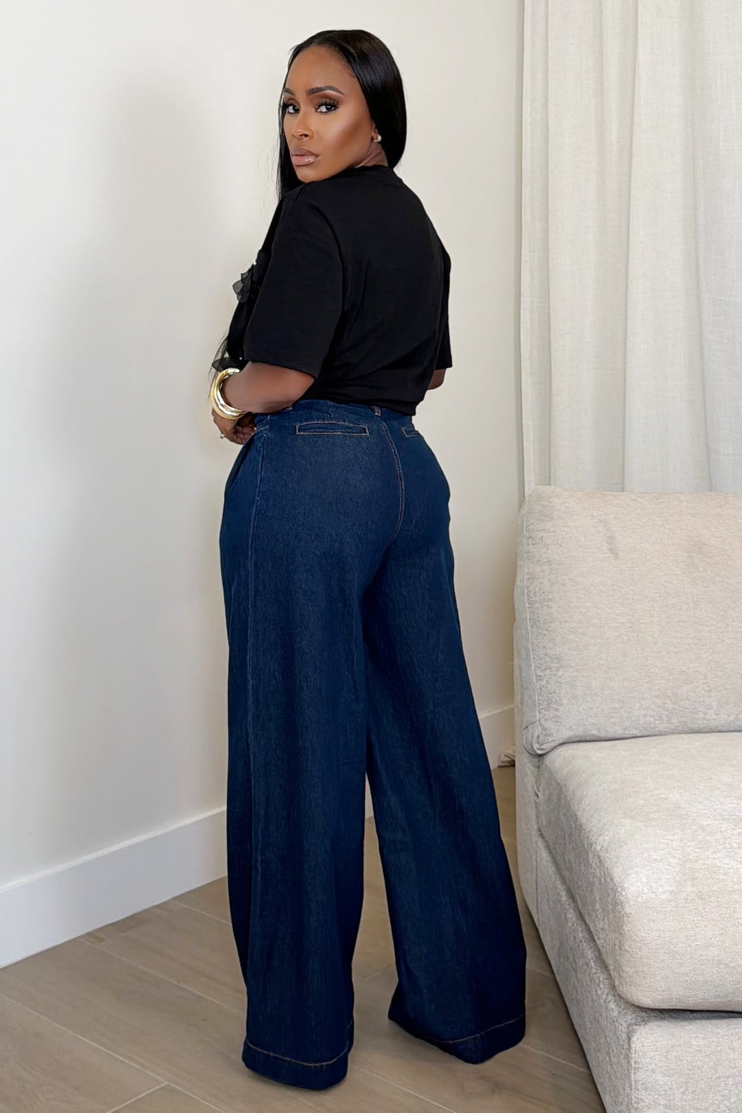 Power Poise Wide-Leg Denim [Dark Wash]
