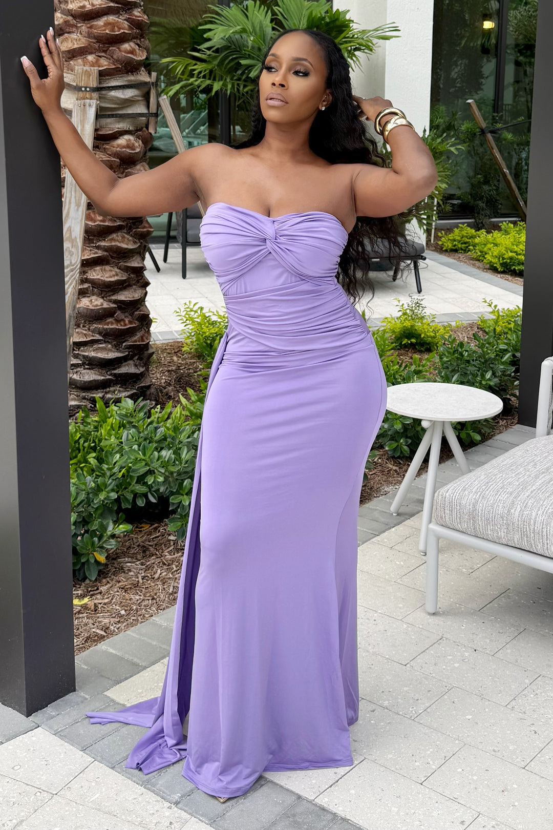 Lilac Muse drape tube Maxi Dress (Lilac)
