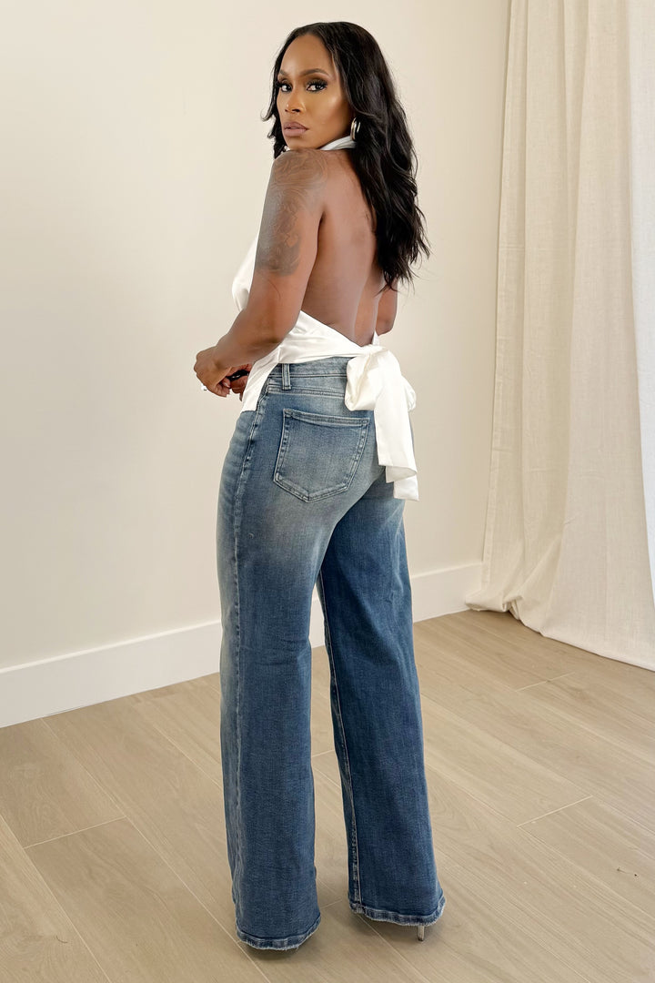 Drape satin Cowl Neck Top (White)