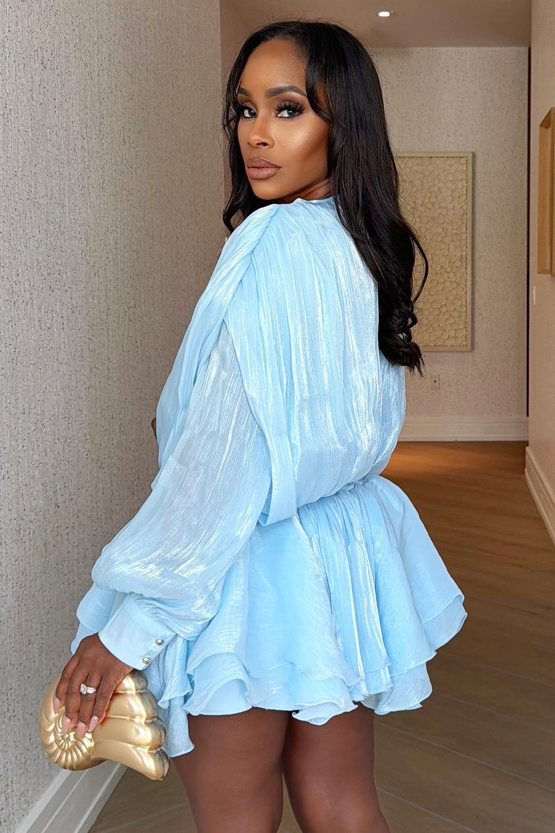 Sky Romance Mini Dress [Sky Blue]