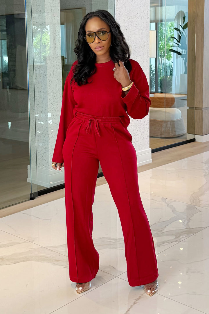 The Scarlet Mood Pant Set (Burgundy)
