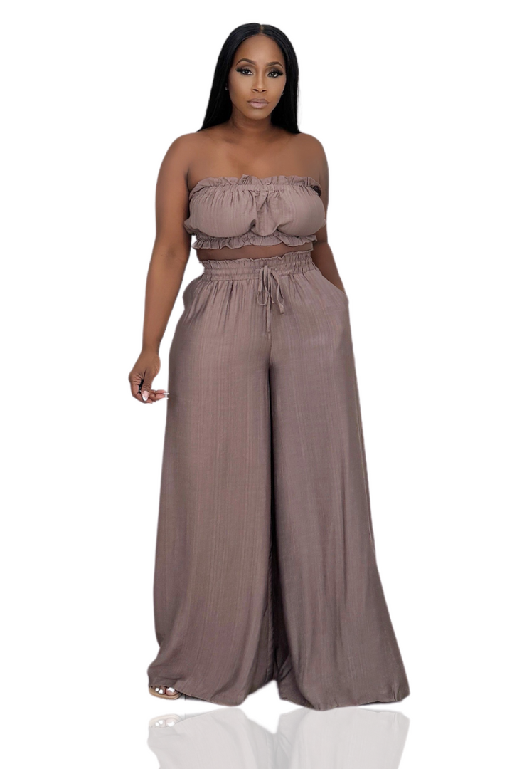 Make It Classy Chic Tube Pant Set (Mocha)