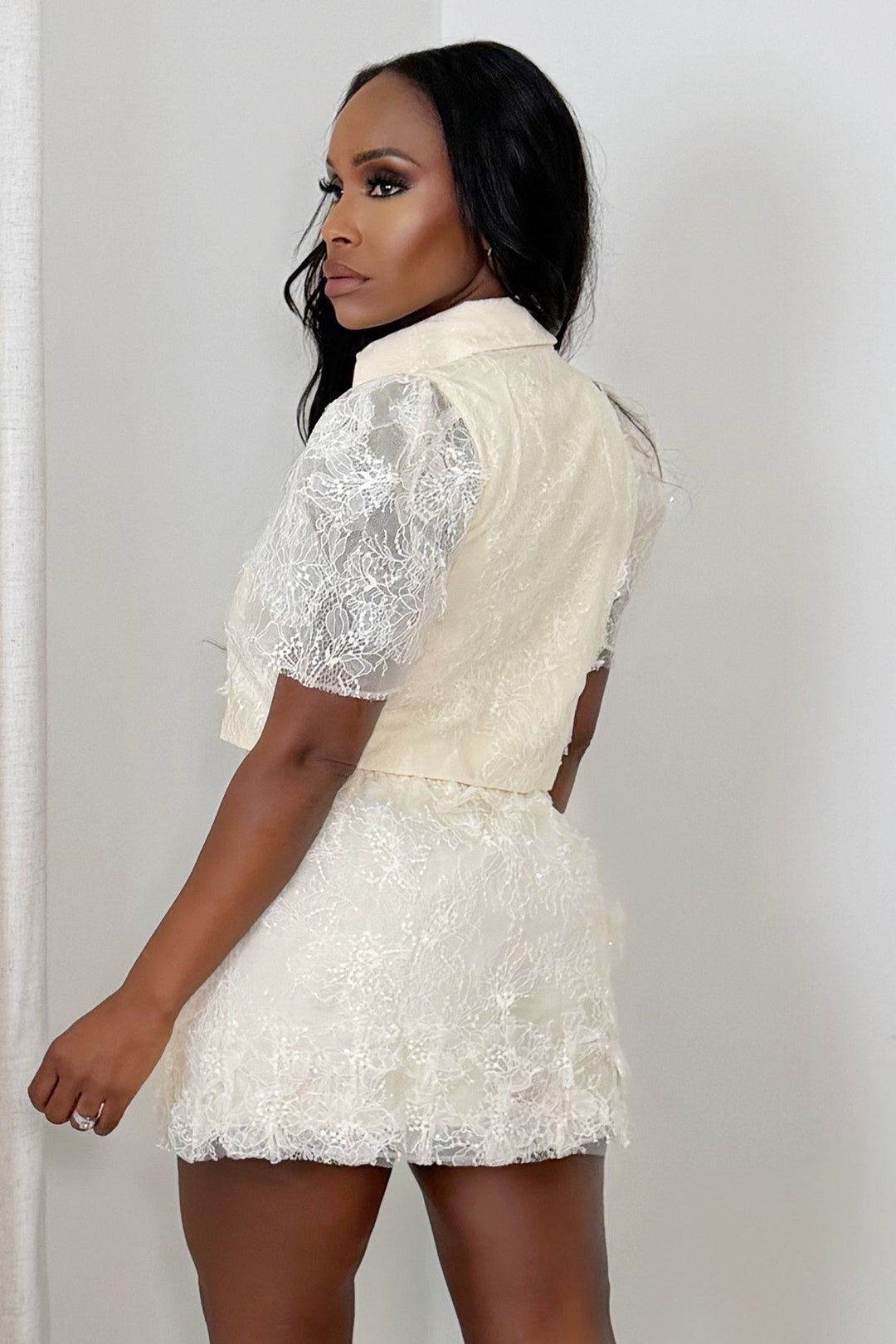 Ethereal Lace Duo Skirt Set [Ivory]