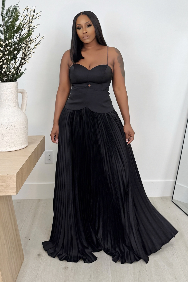 Black Tie Pleated Maxi Vest Dress (Black) Polkadotz Boutique Black Tie Pleated Maxi Vest Dress (Black) Polkadotz Boutique