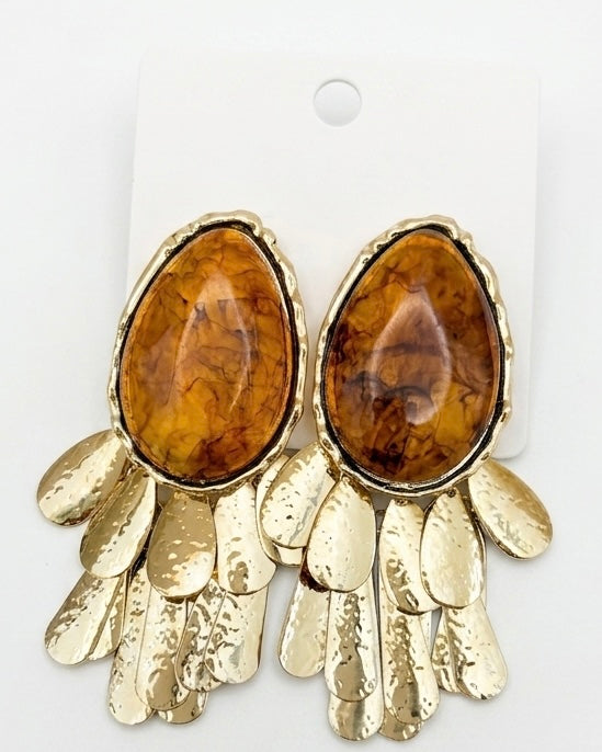 Boho Teardrop Metal Tassel Earrings