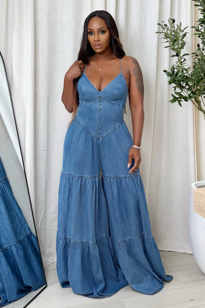 Denim Different Flare Put Jumpsuit (Denim)