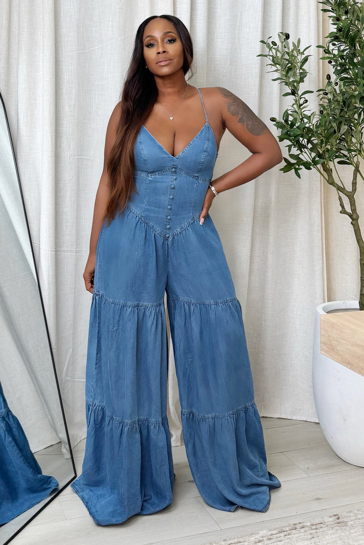 Denim Different Flare Put Jumpsuit (Denim)