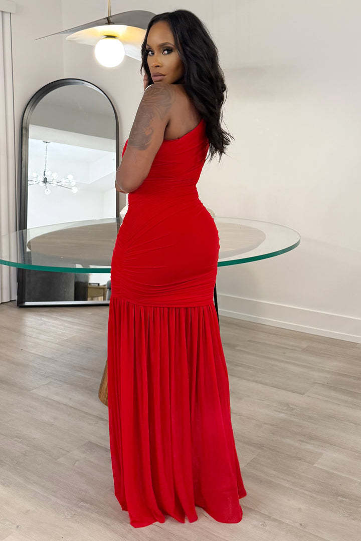 Red Muse One-Shoulder Gown