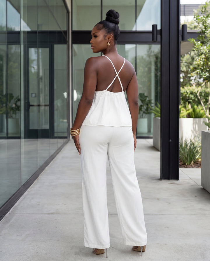 Soft Escape Peplum Pant Set [Ivory]