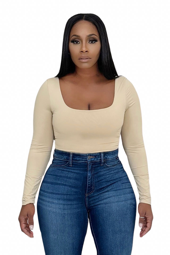 Square Neck Long Sleeve Bodysuit