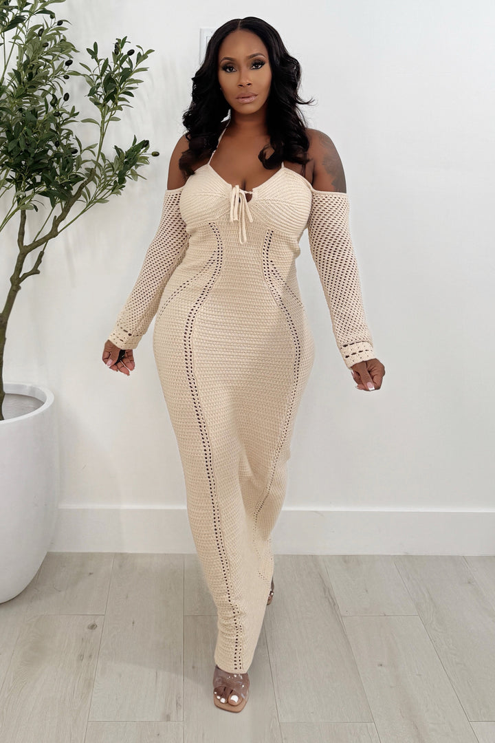 Luxury Knitted Back Out Maxi Dress (