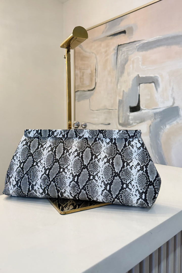 Animal Print Kiss Lock Clutch