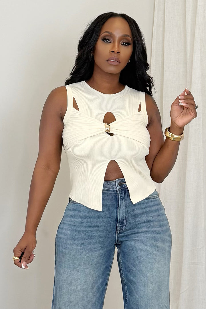 Keyhole knit top
