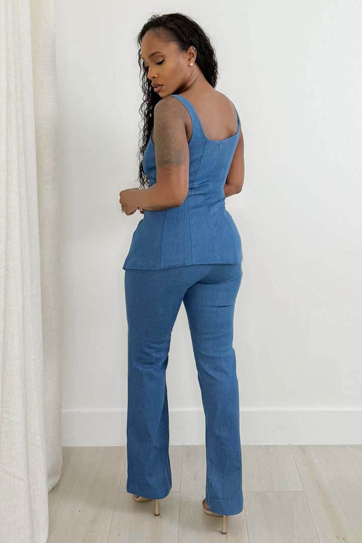 Blue Authority Vest & Pant Set (Denim)