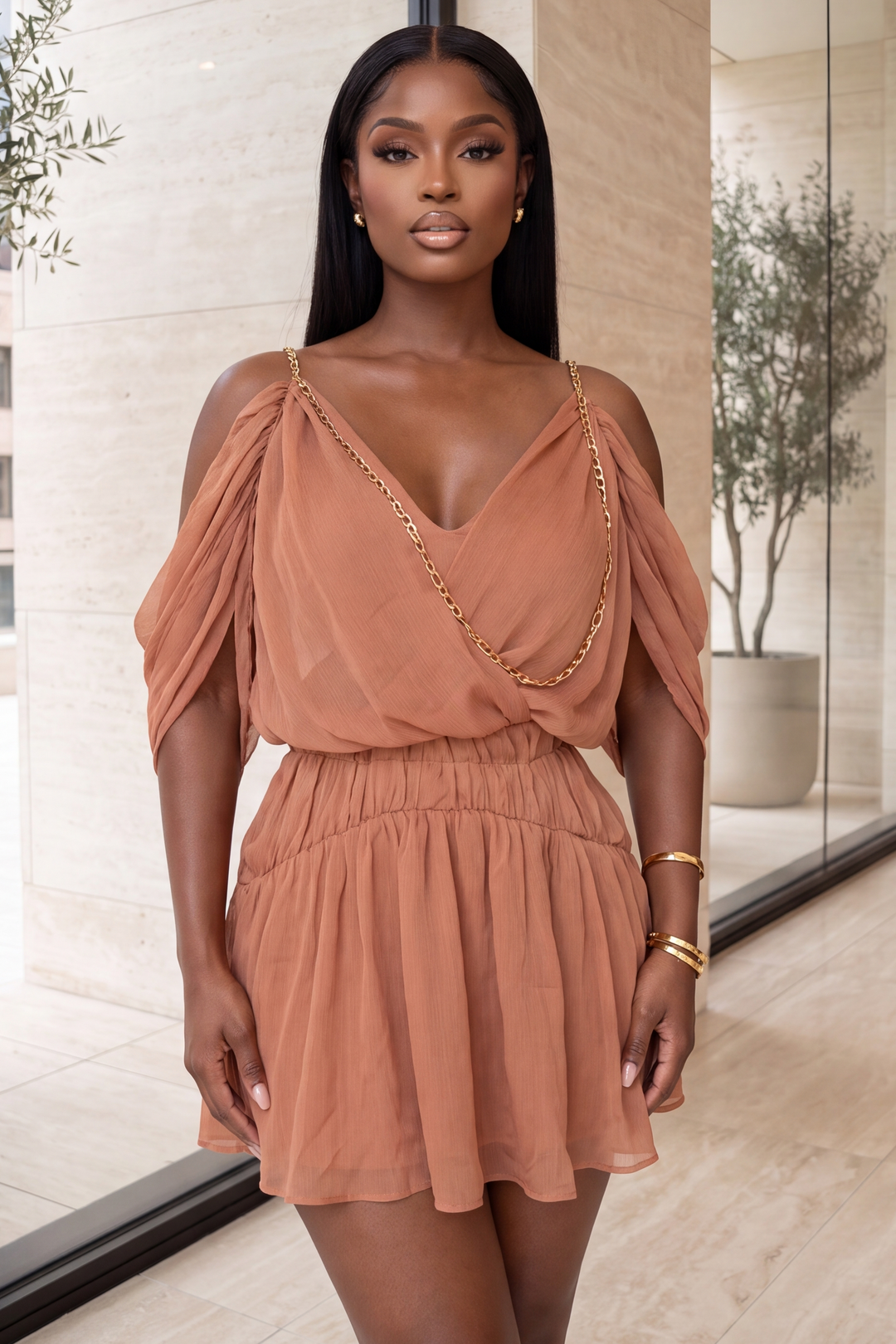 The Terra Muse Cold-Shoulder Dress