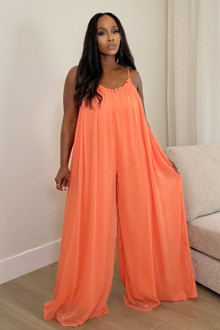 Flow Muse Wide-Leg Jumpsuit [Coral]