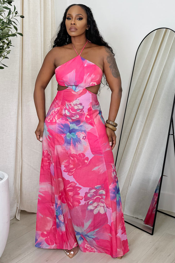 Floral Escape cut out maxi (Pink Floral)