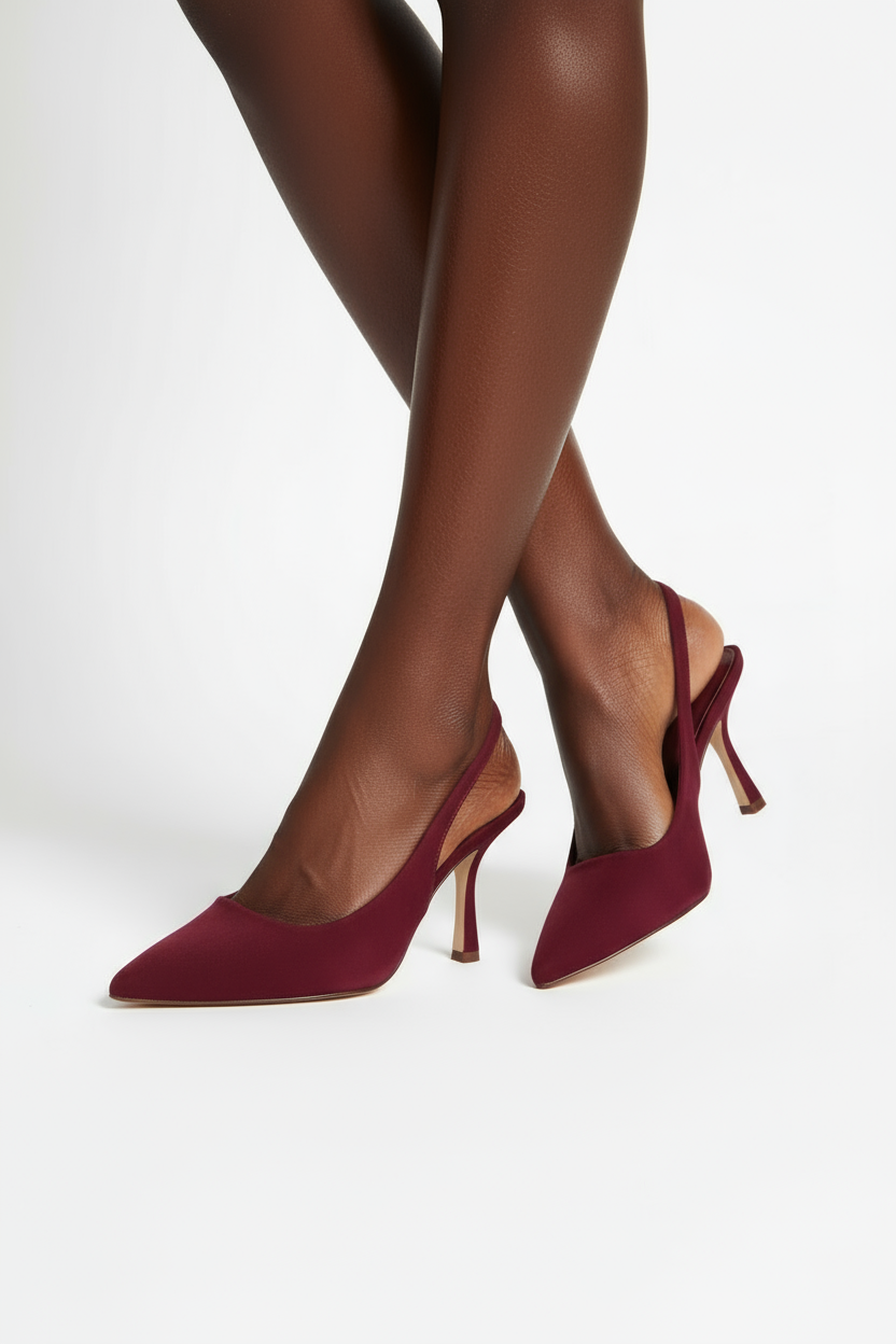 The Luxe SlingBack Heels (Burgundy)