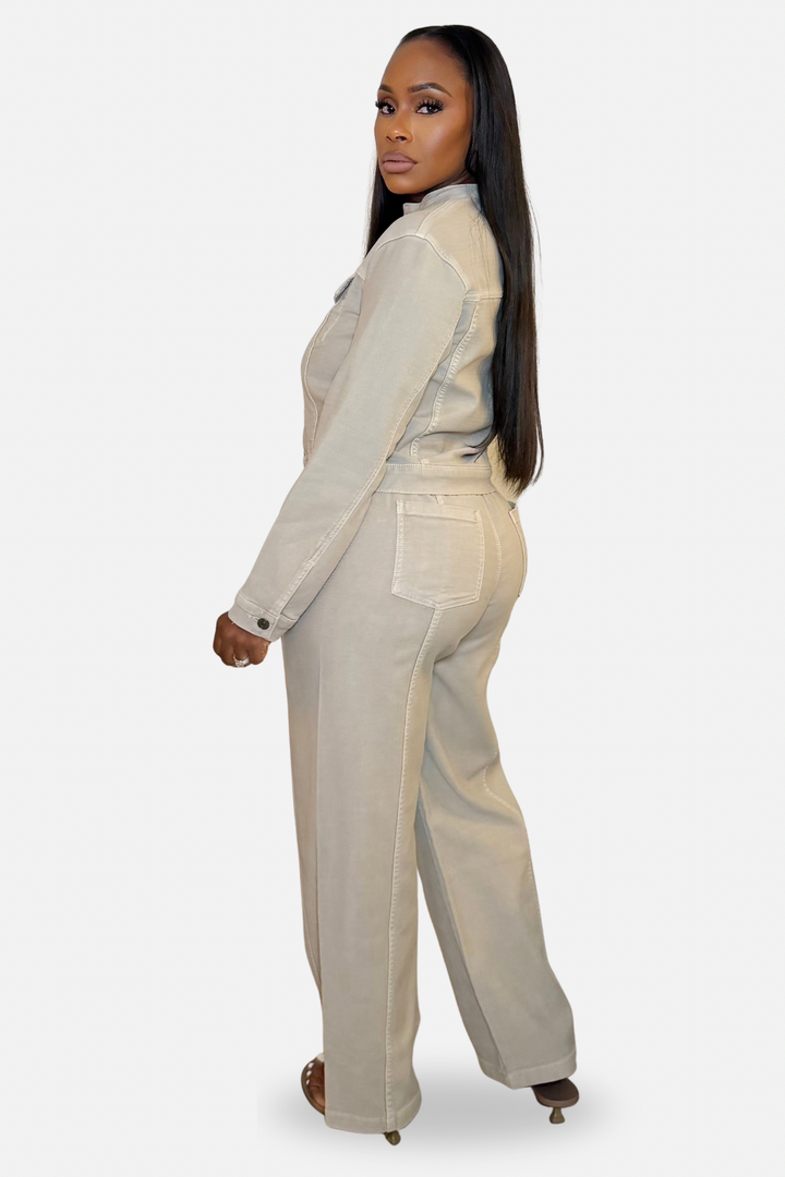 The Soft Denim Two Piece Set [Gray]