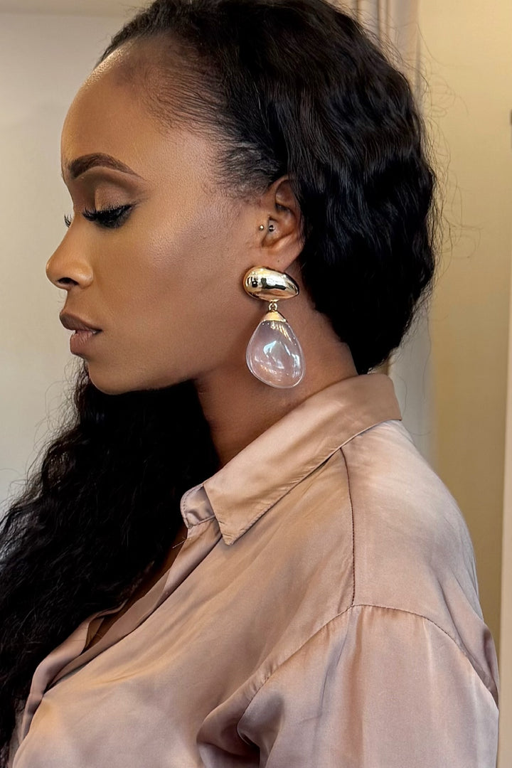 Pear Drop & Gold Earrings