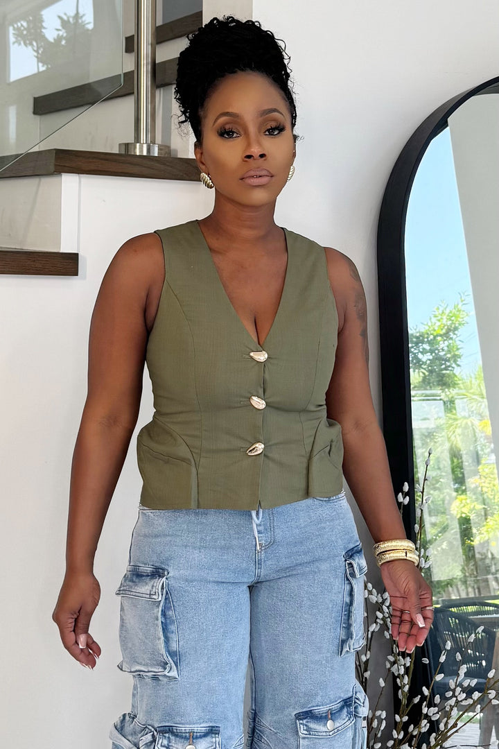Simple Cute Button Up Vest