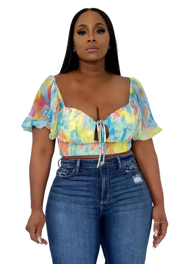 Simple Pleasure Floral Crop Top (Yellow/Blue)