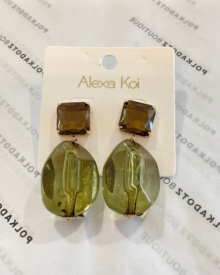 Faceted oval drop earrings