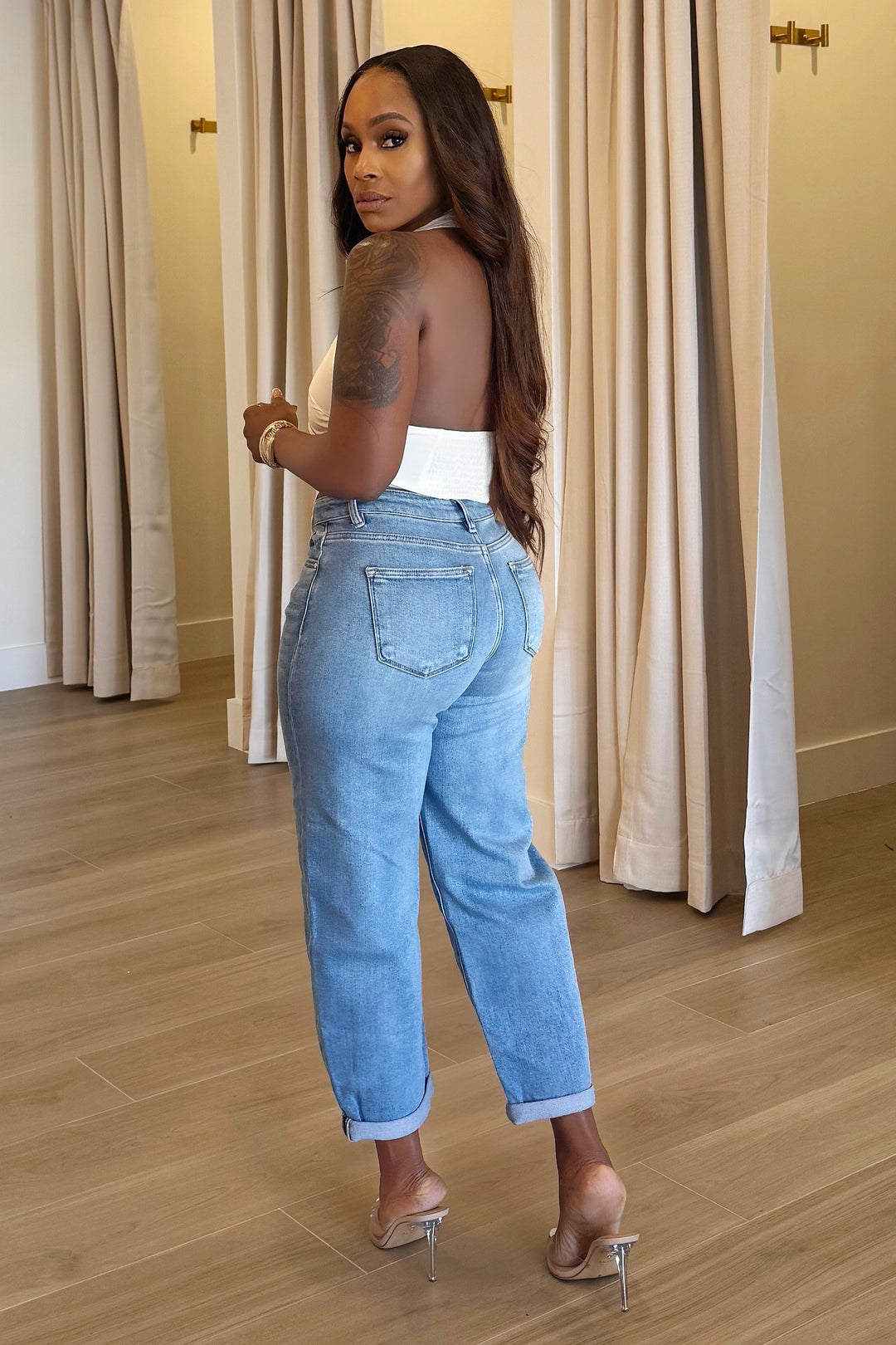 Barrel Cuff Baggy Denim (Light Wash)