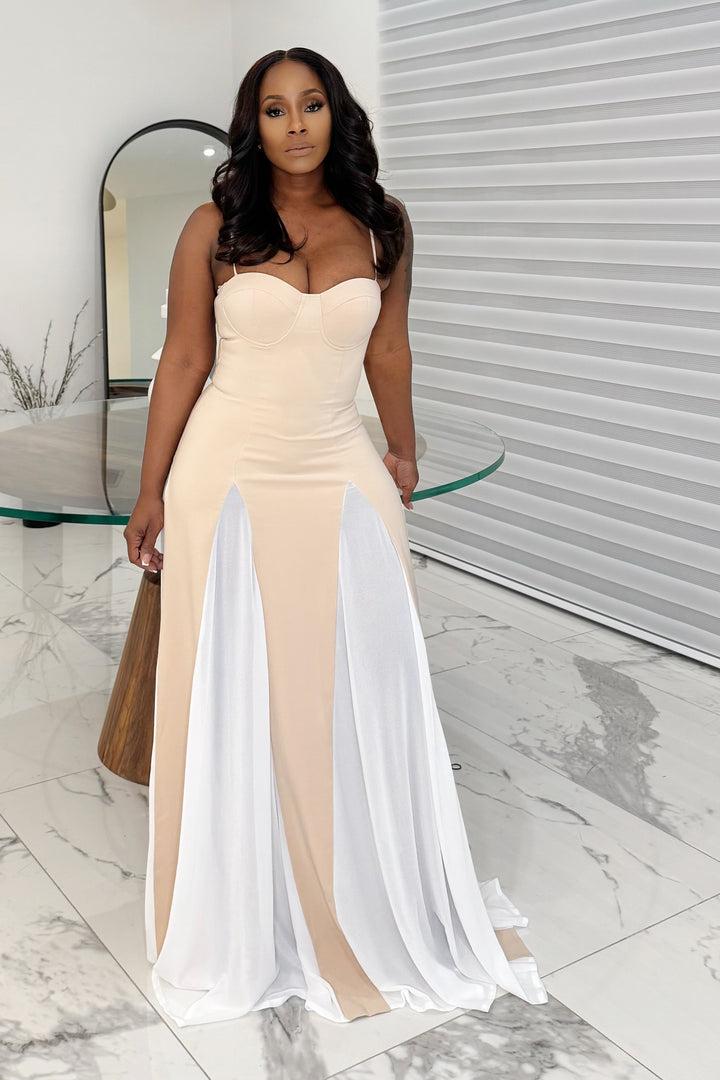 Spring Fever Bustier Maxi Dress (Nude)