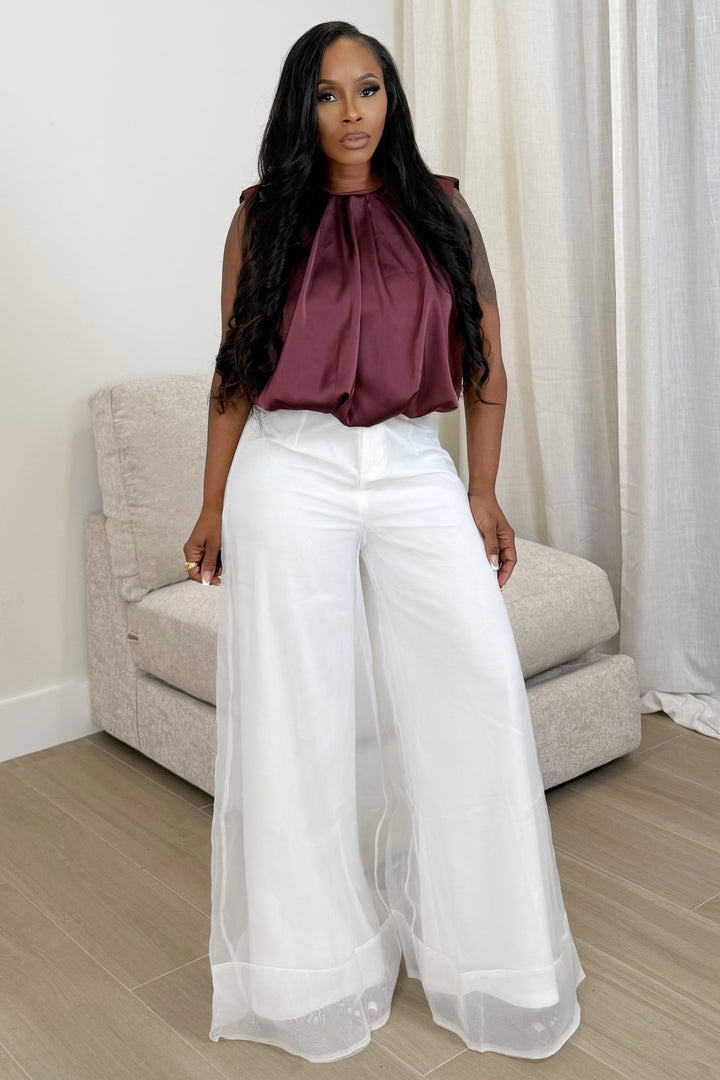 Satin Essence Blouse (Burgundy)