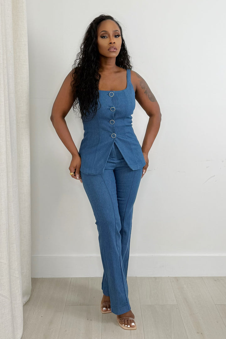 Blue Authority Vest & Pant Set (Denim)