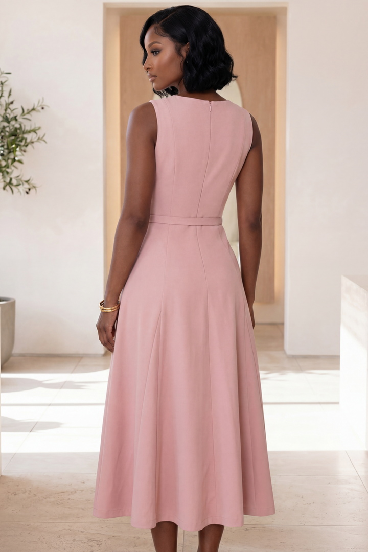 The Blush Elegance Midi Dress [Blush Pink]