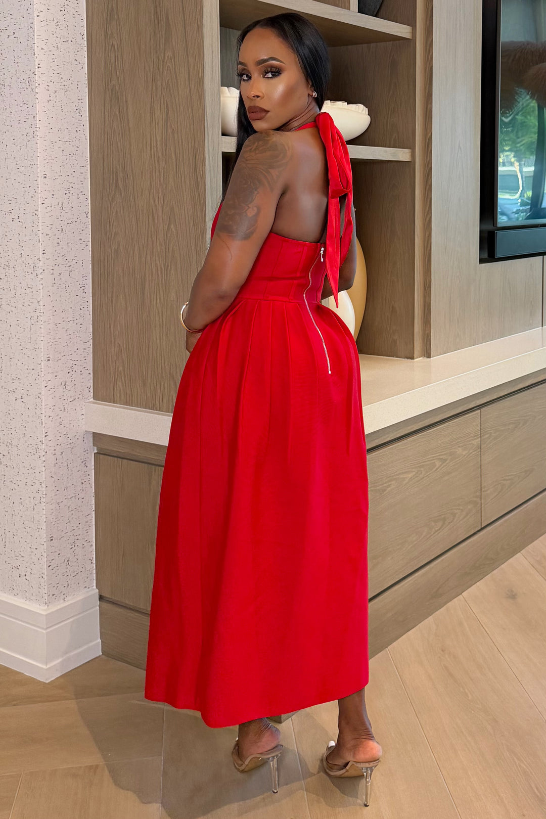 Scarlet Grace Halter Dress [Red]