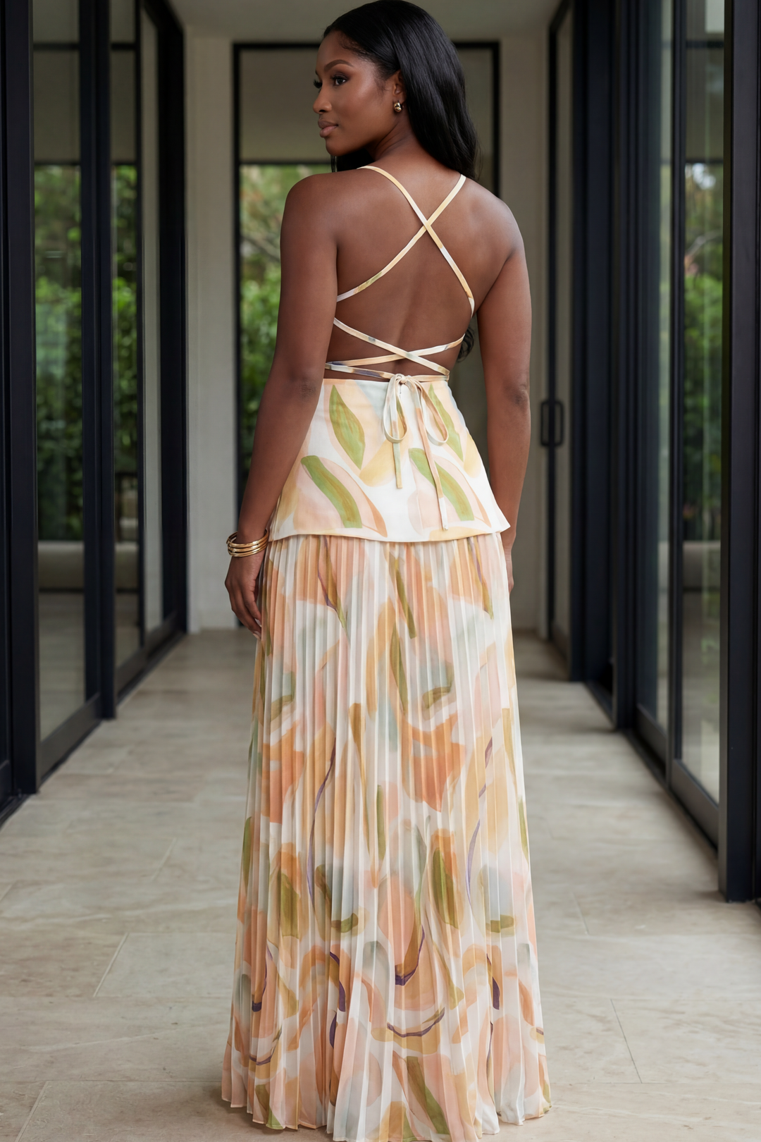 Aurelia Pleated Maxi Dress [Multi]