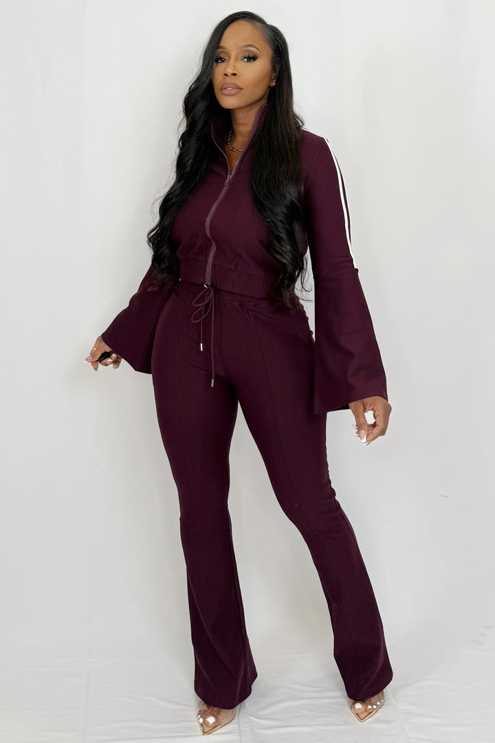 The Command Stripe Track Suit (Burgundy)