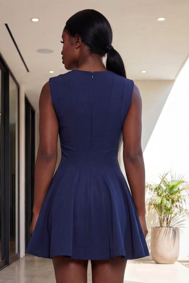 Navy Bloom Mini Dress [Navy]