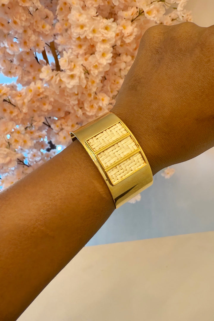 Natural & Gold cuff bangle