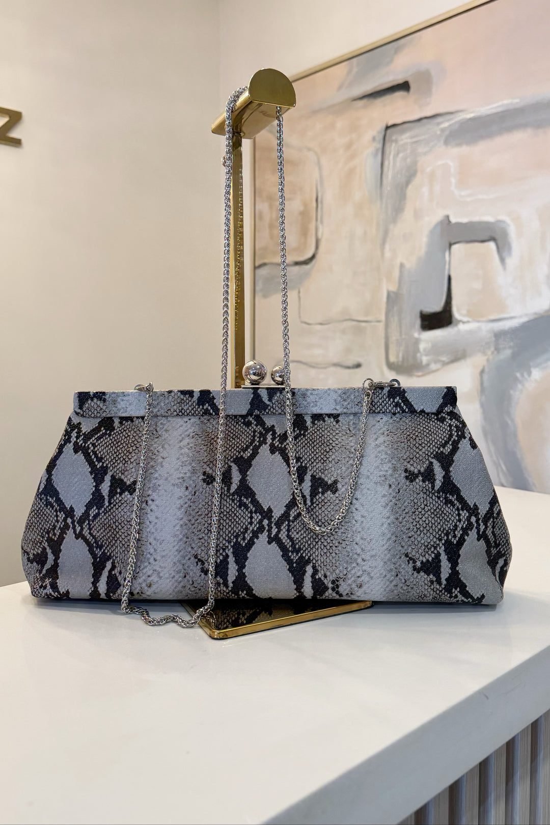 Animal Print Kiss Lock Clutch