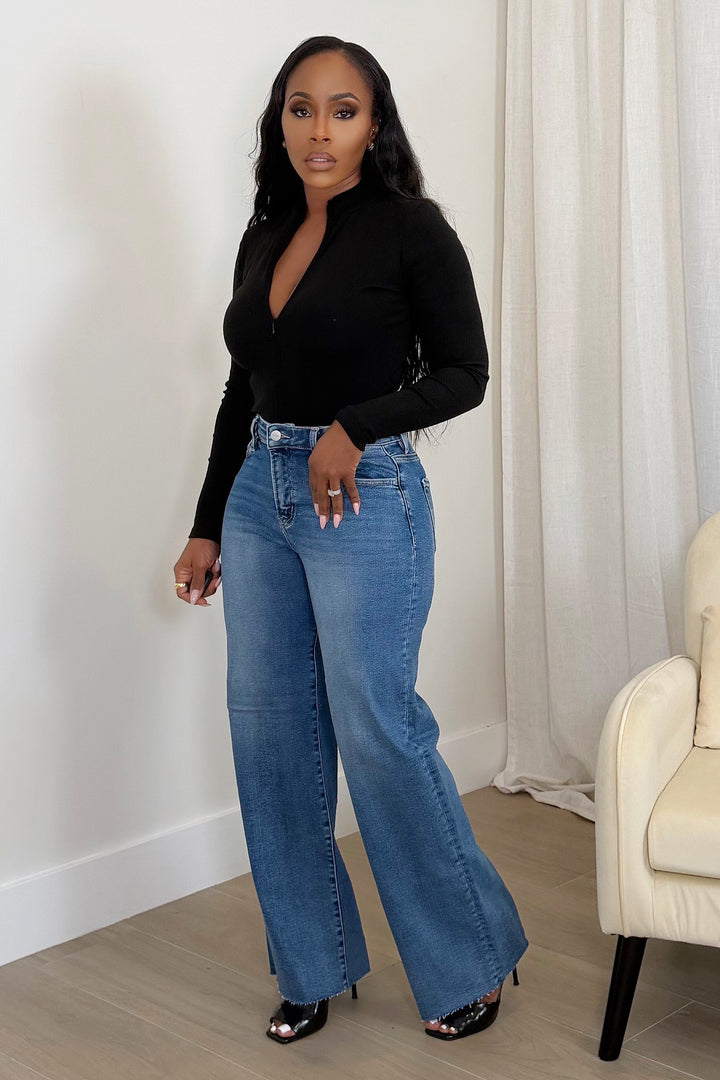 Raw hem wide leg Denim