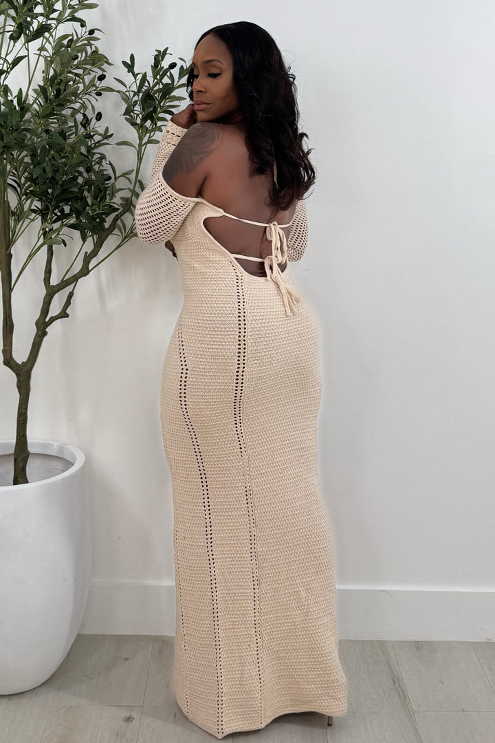 Luxury Knitted Back Out Maxi Dress (