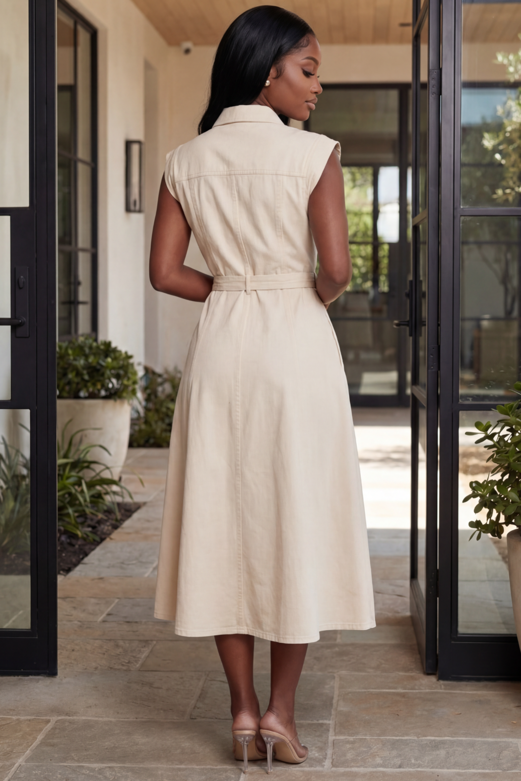 The Urban Safari Midi Dress [Beige]